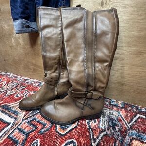 Brown Leather Knee-High Boots